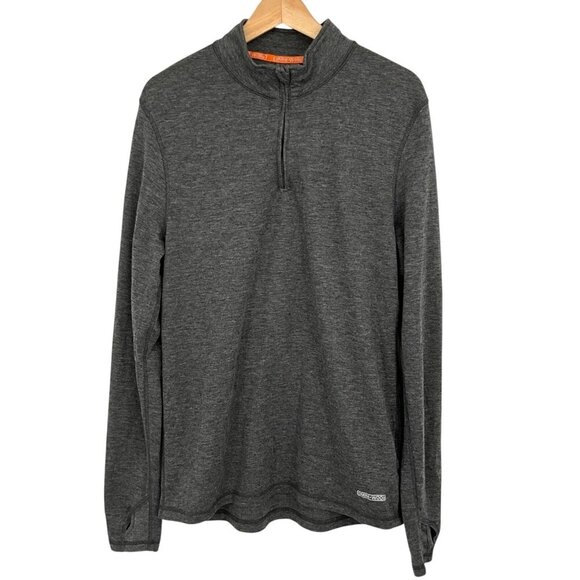 Omni Wool Size XL 1/4 Zip Base Layer Top Gray Long Sleeve Wool Poly Blend - Picture 1 of 8
